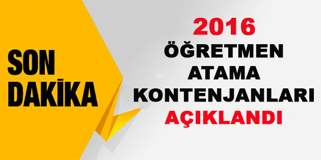 2016 Öğretmen Atamaları Rehberlik Kontenjanı
